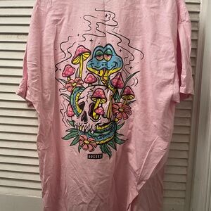 Psychedelic Mushroom Snake Skull Pink Men's Tee